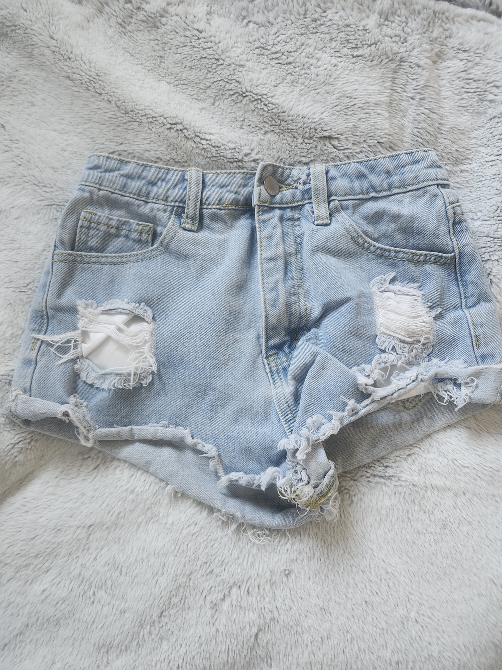 SHEIN Light Blue Distressed Denim Jean Shorts